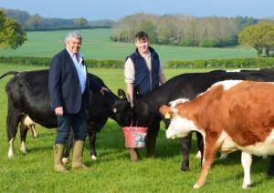 Nigel Darling with stock manager Paul Monaghan amongst pedigreed Shetland cows
